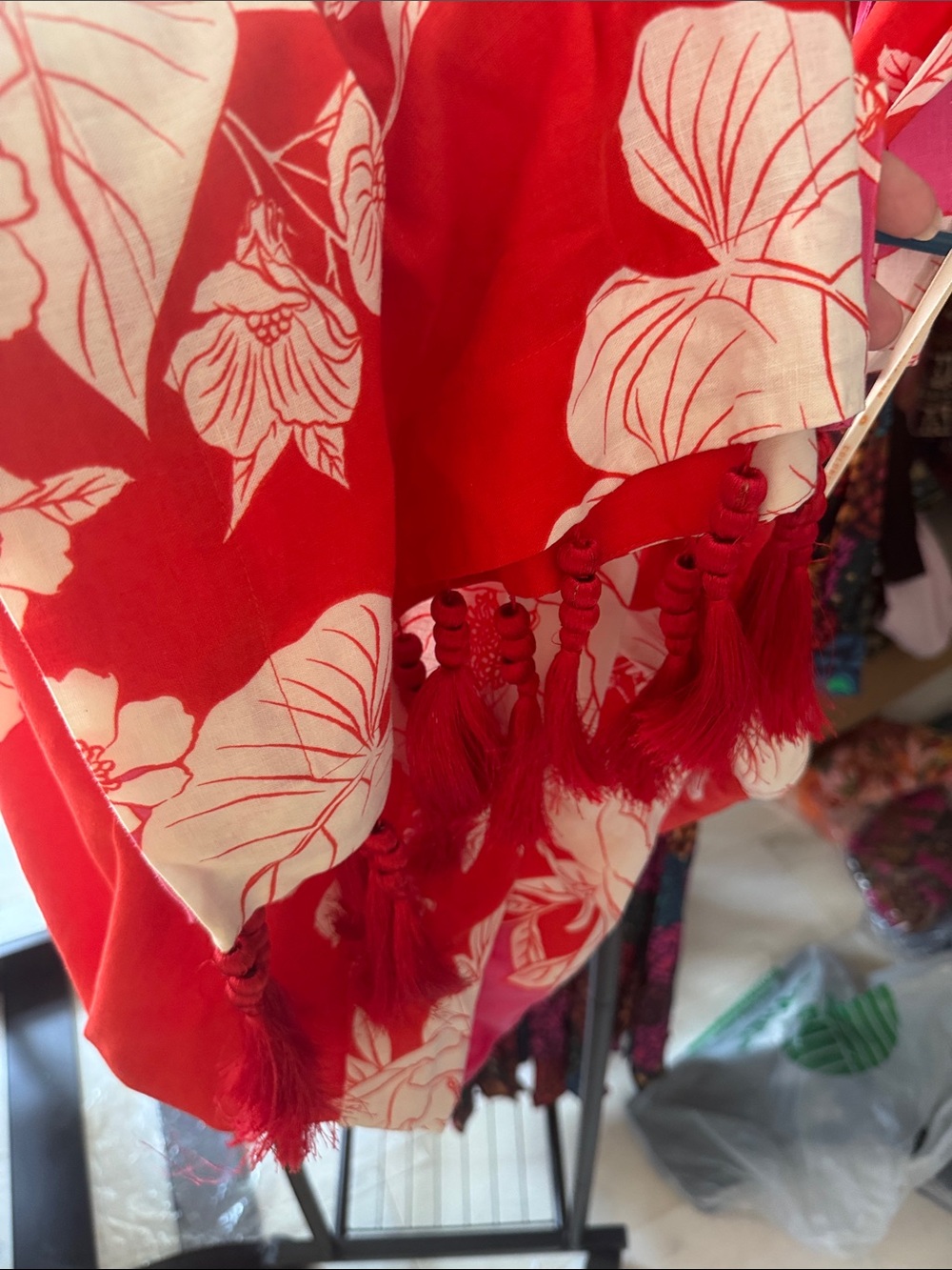 FARM Rio Red & White Backless Floral Halter Dress - Picture 9 of 11